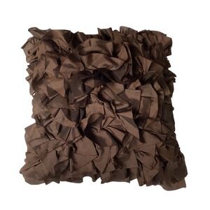 Pier One Brown‎ Ruffle Throw Pillow Shabby Chic Boho Modern 17 x 17